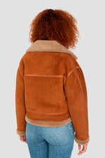 Schott's cinnamon shearling bomber. Cropped, cosy, and stylish. - Image n°2