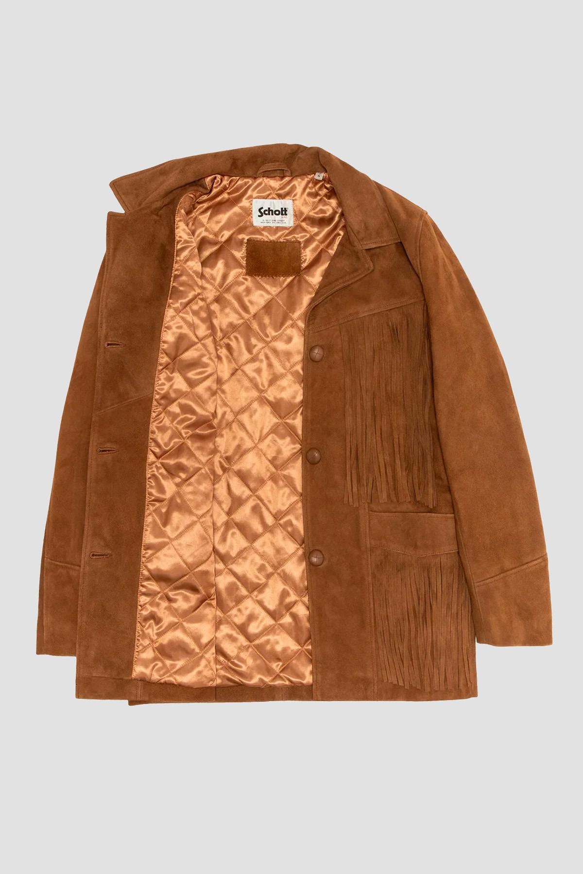Schott's rust-red suede jacket in soft goat leather with fringe. - Image n°3