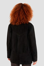Black Western Suede Leather Jacket with Fringes - Image n°2