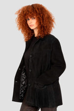 Black Western Suede Leather Jacket with Fringes - Image n°7