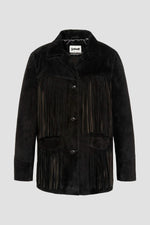 Black Western Suede Leather Jacket with Fringes - Image n°4