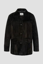 Black Western Suede Leather Jacket with Fringes - Image n°4