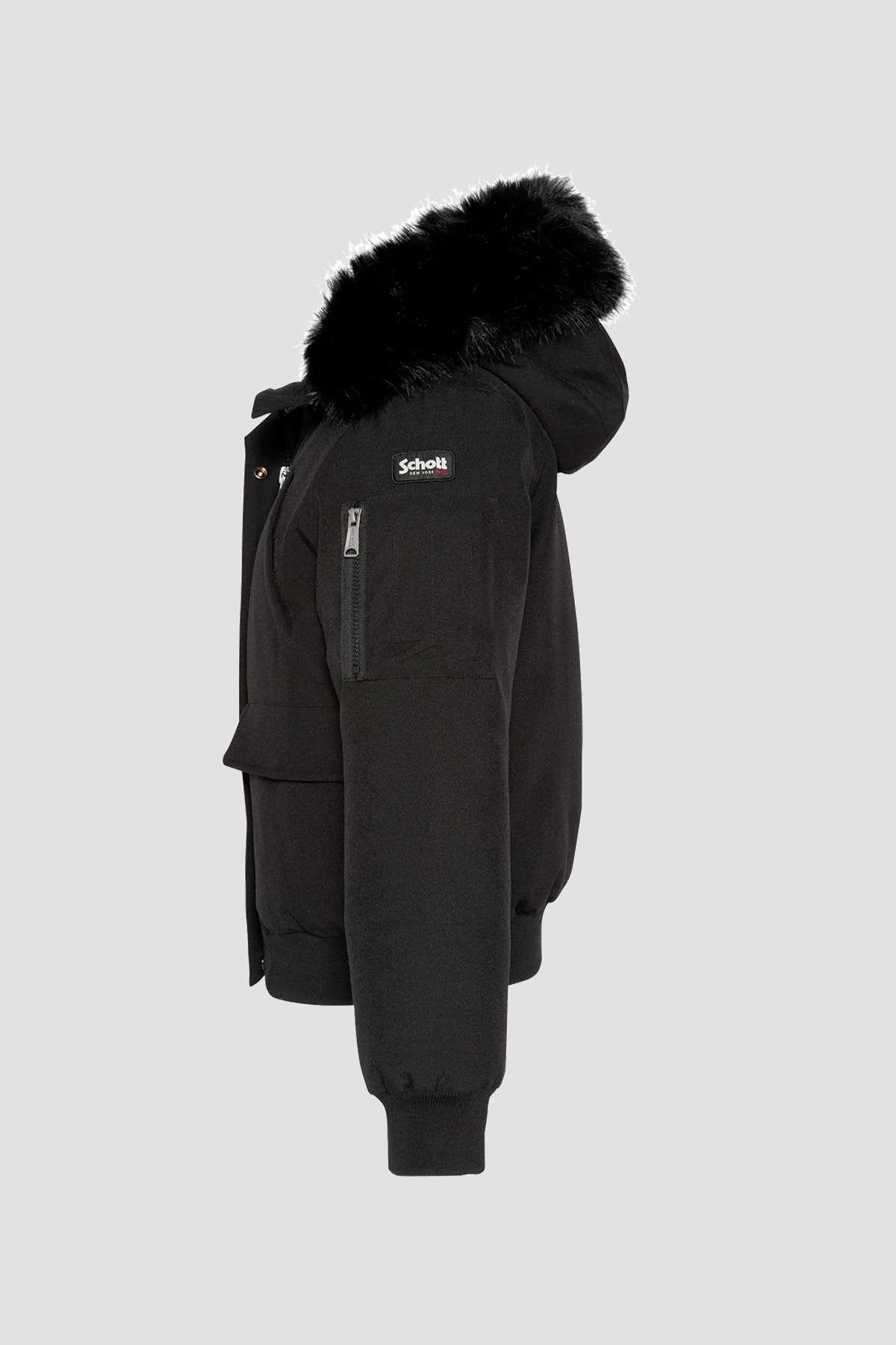 Short black snorkel jacket with hood - Image n°9