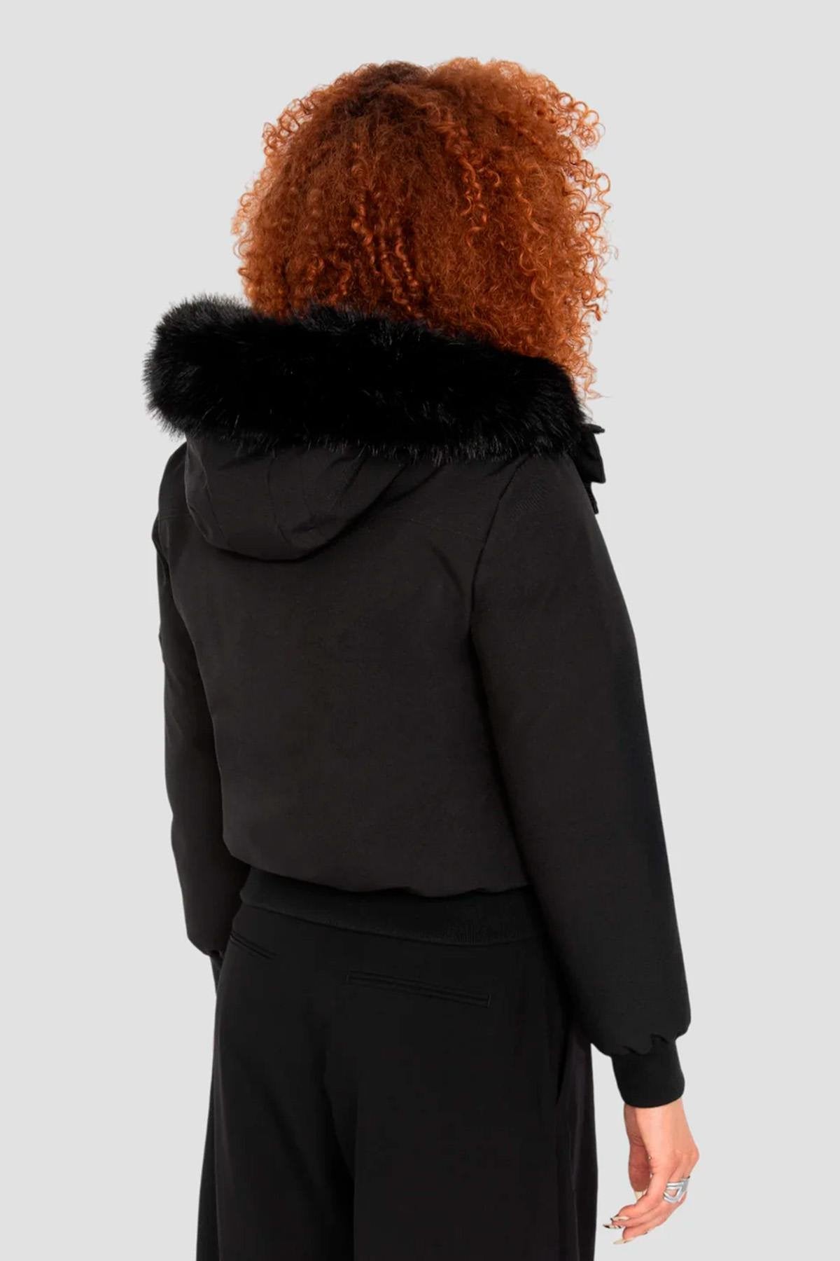 Short black snorkel jacket with hood - Image n°4