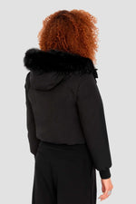 Short black snorkel jacket with hood - Image n°4