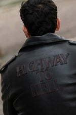 Leather biker jacket in tribute to the group AC/DC - Image n°12