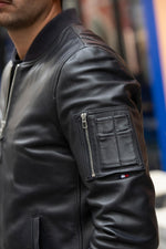 Redskins' navy sheep leather bomber, Patrouille de France-inspired. - Image n°2