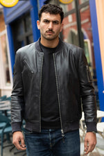 Redskins' navy sheep leather bomber, Patrouille de France-inspired. - Image n°1