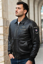 Black sheepskin aviator jacket inspired by RAF pilots. - Image n°2