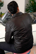 Vintage brown leather shirt collar jacket - Image n°5