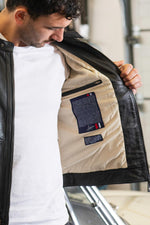 ELLIS2 BLACK: black sheep leather jacket with a motorbike collar. - Image n°5