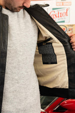 Black leather jacket with 24h du Mans patches - Image n°5