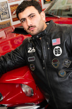 Black leather jacket with 24h du Mans patches - Image n°2
