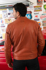 Rust orange leather jacket 24h le mans - Image n°3