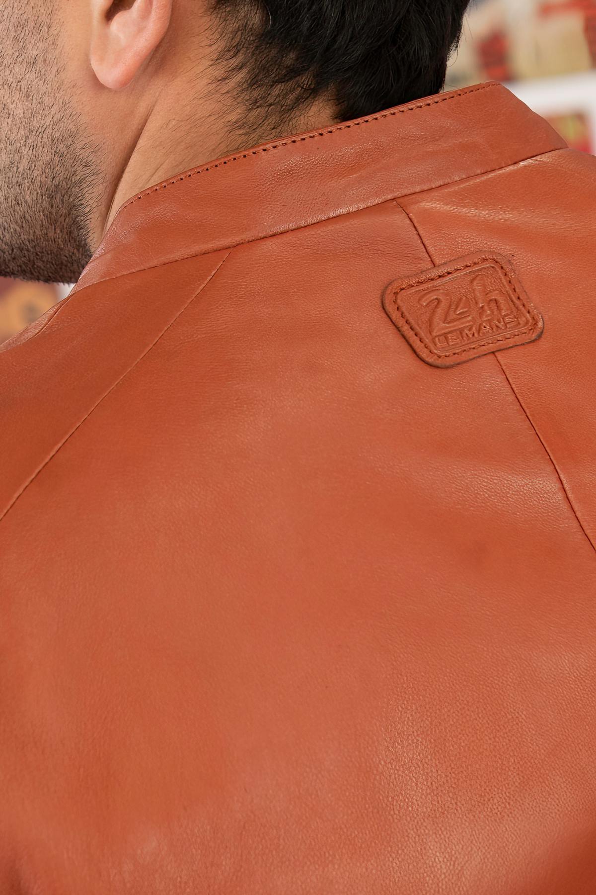 Rust orange leather jacket 24h le mans - Image n°6