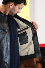 Sheep leather jacket inspired by motorsport's golden era, regular fit. - Image n°5