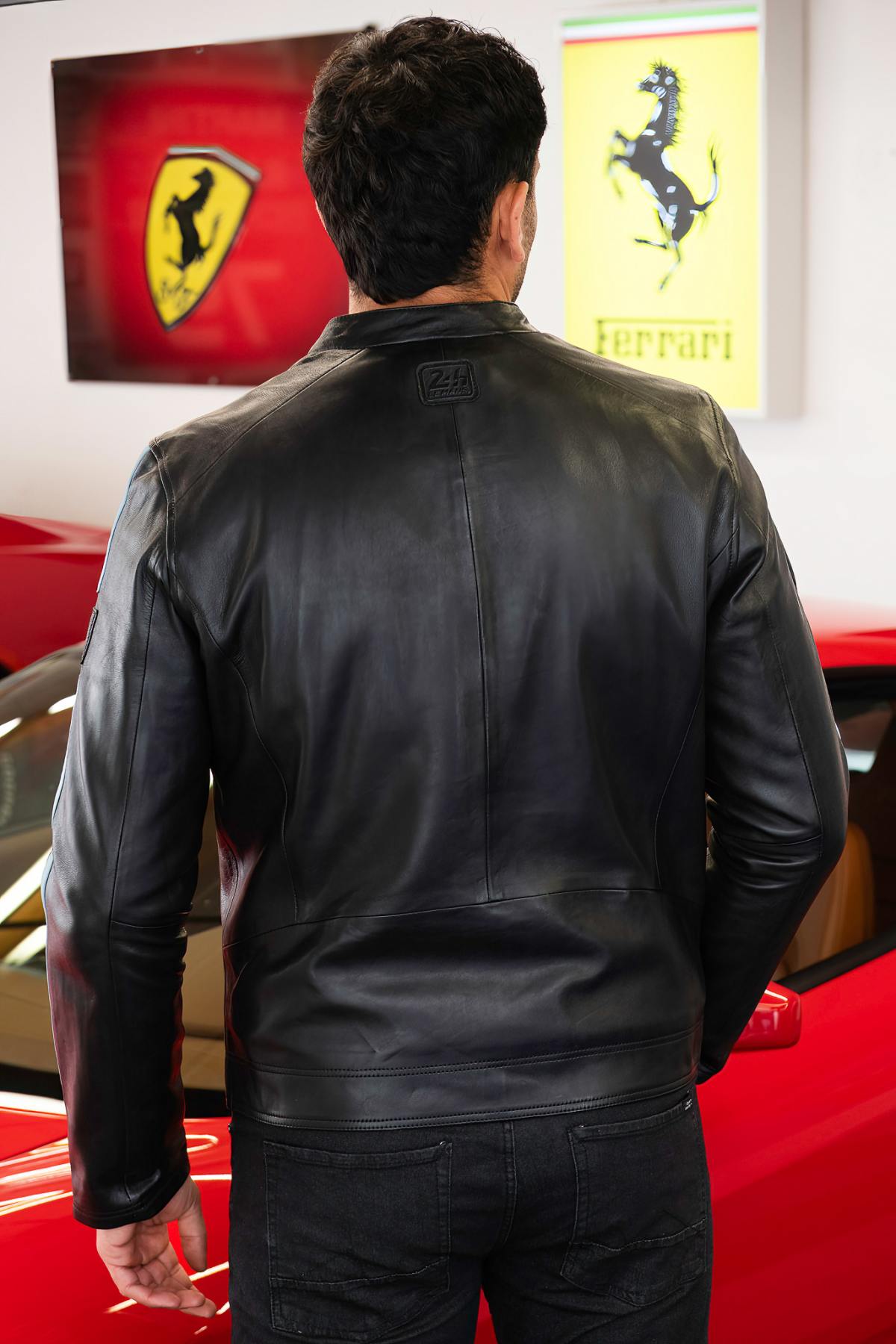 Sheep leather jacket inspired by motorsport's golden era, regular fit. - Image n°3