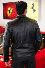 Sheep leather jacket inspired by motorsport's golden era, regular fit. - Image n°3