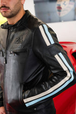 Sheep leather jacket inspired by motorsport's golden era, regular fit. - Image n°2