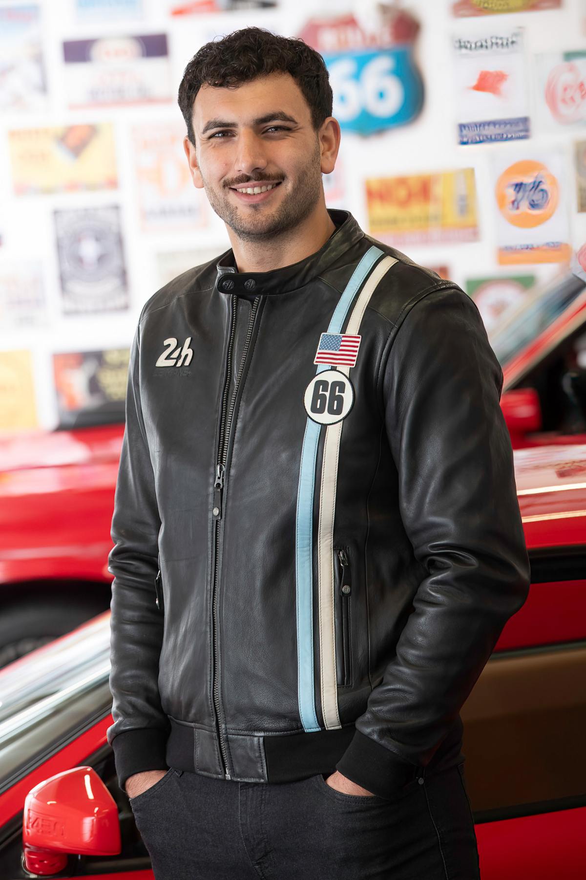 24h du Mans 66 black leather racing jacket - Image n°1