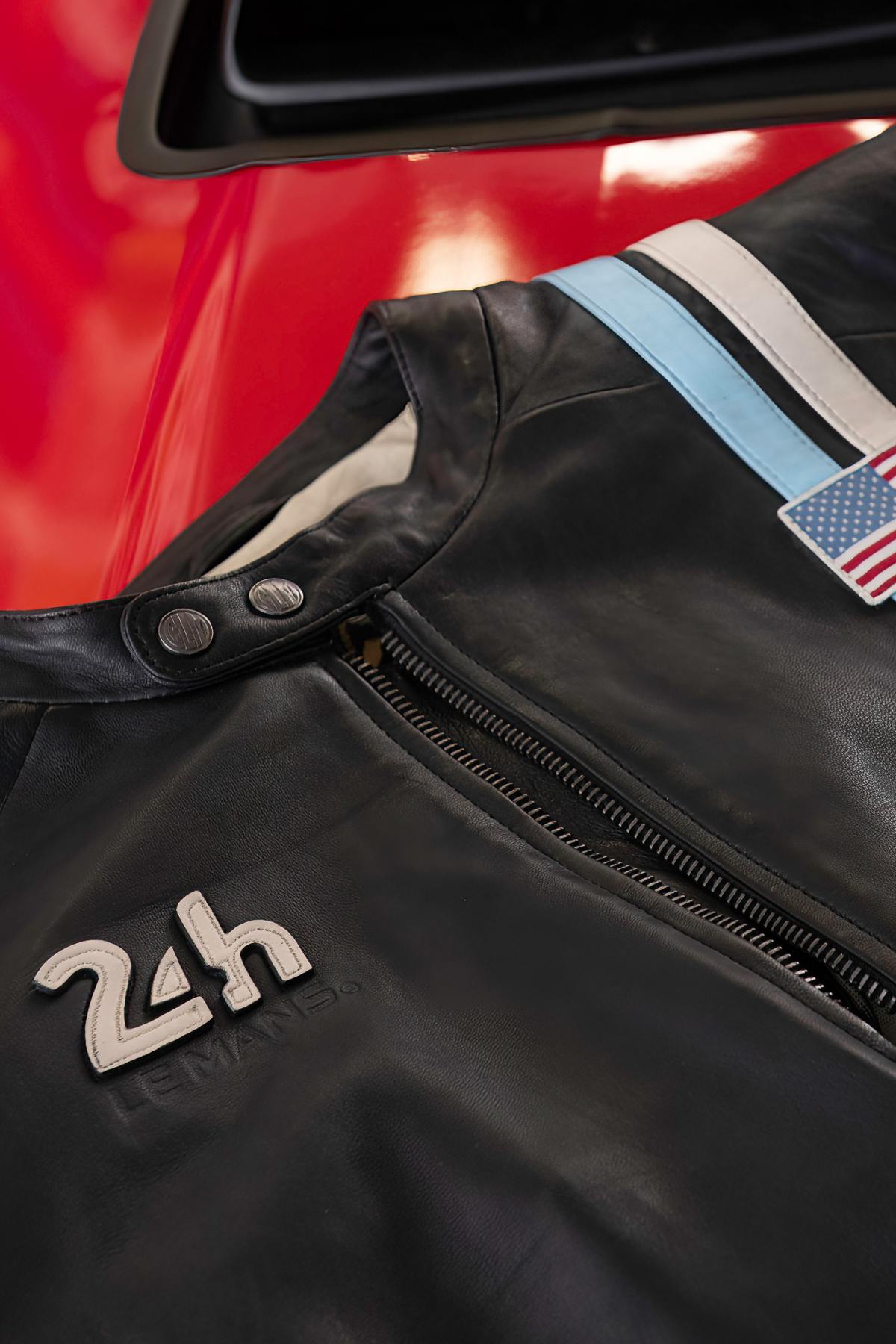 Richard Black: black lambskin jacket, regular fit, biker collar. Soft. - Image n°6