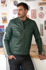 24H Le Mans sheep leather jacket in moss green. A racing legend. - Image n°1