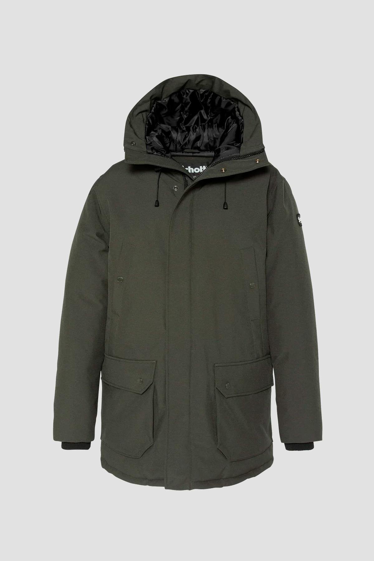 Khaki textile parka with hood - Image n°1
