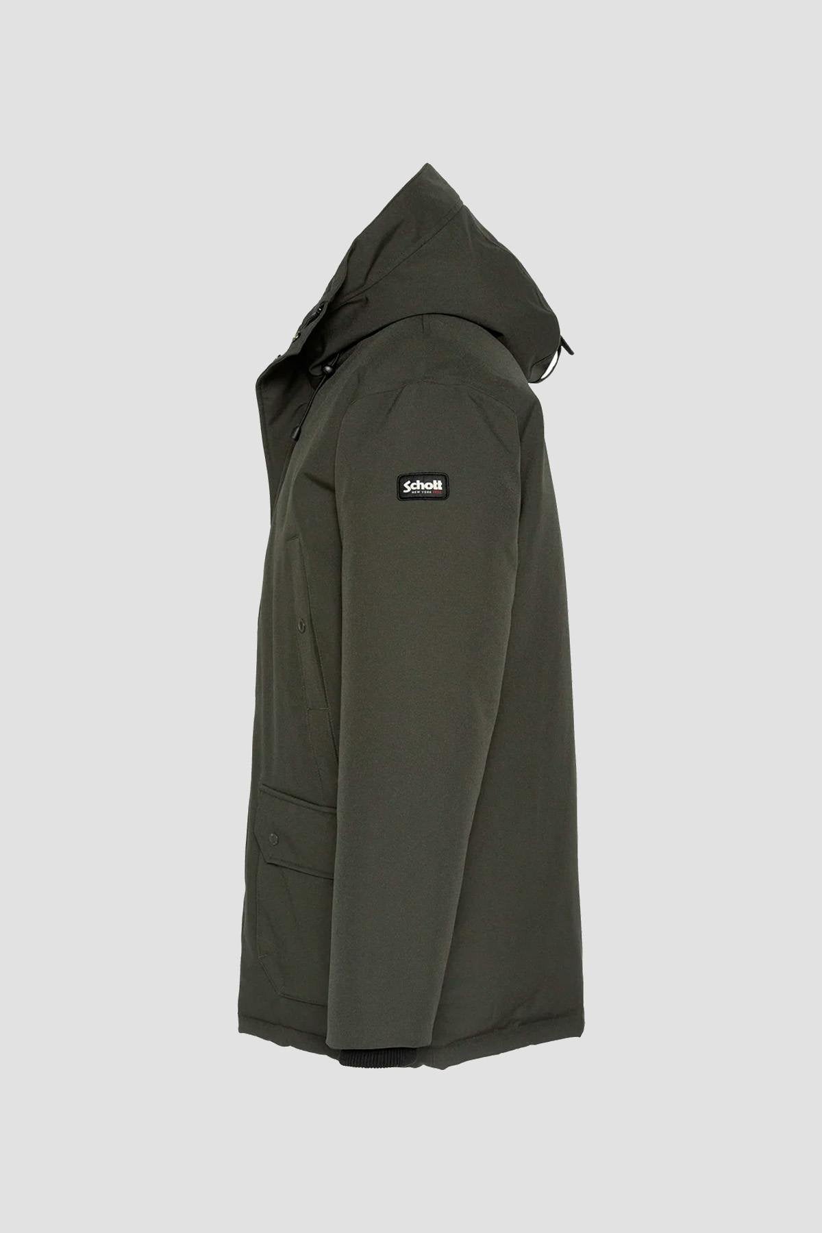 Khaki textile parka with hood - Image n°3