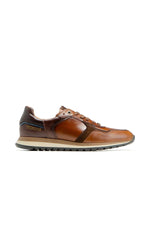 Cognac and chestnut colored leather sneakers - Image n°3