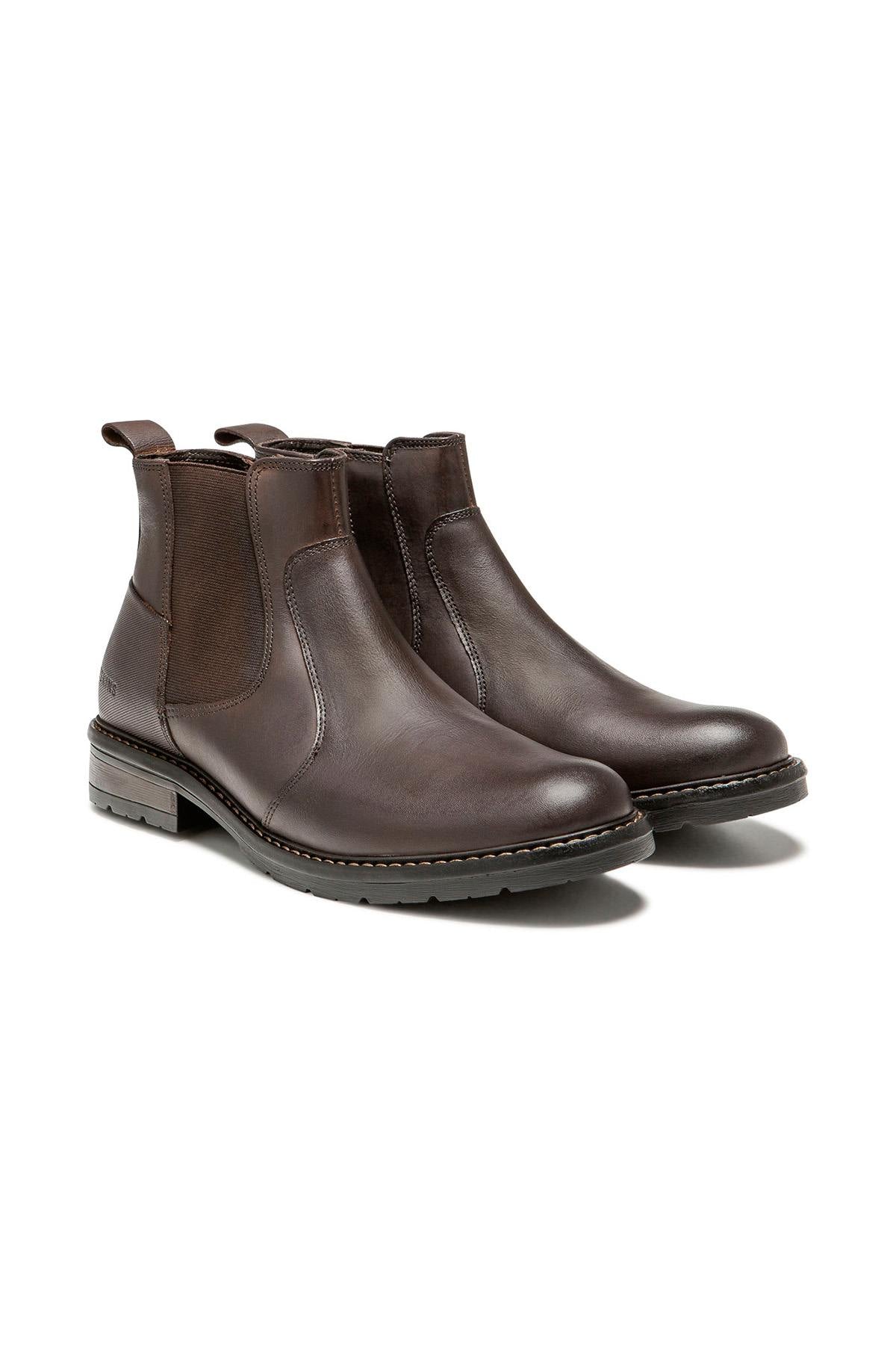 Chestnut-colored leather Chelsea boots - Image n°1