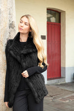 Black fur sleeveless vest - Image n°4