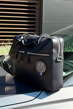 Patrouille de France navy blue leather messenger bag - Image n°2