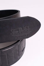 Embossed black cowhide leather belt - Image n°2