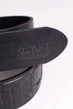 Embossed black cowhide leather belt - Image n°2
