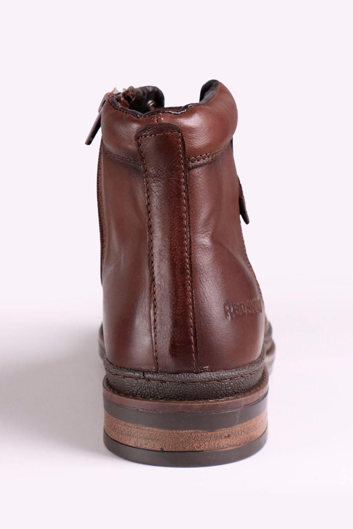 Men's chestnut-colored leather boots - Image n°7