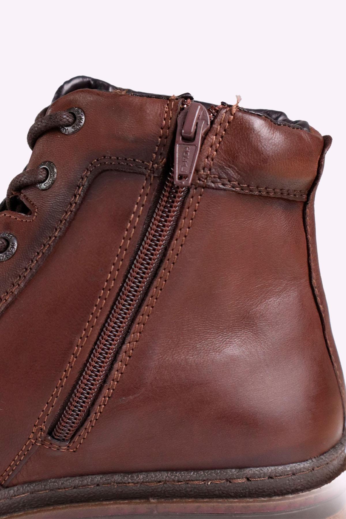 Men's chestnut-colored leather boots - Image n°6