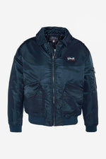 Navy blue recycled nylon bomber jacket - Image n°3