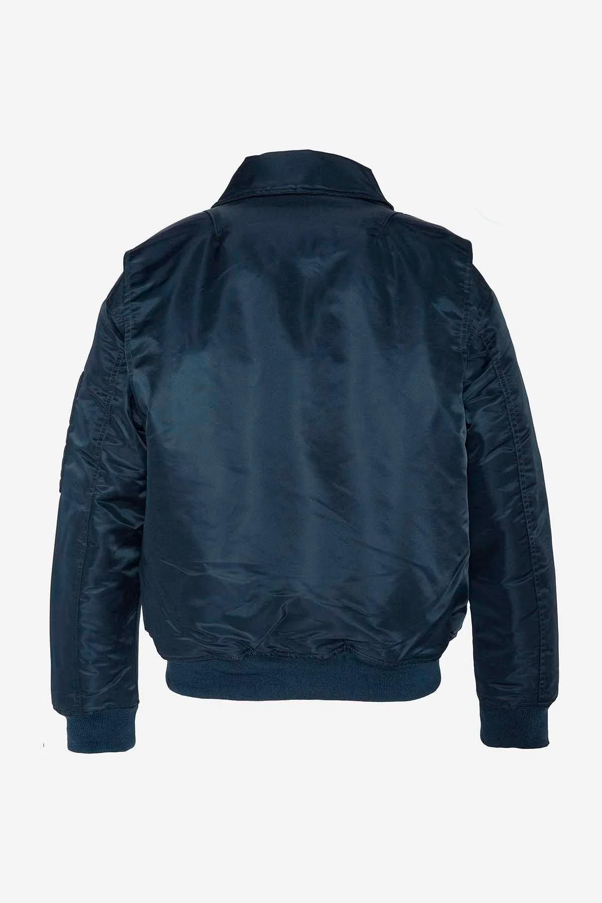 Navy blue recycled nylon bomber jacket - Image n°4