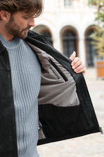 Black shirt collar jacket for men. - Image n°5