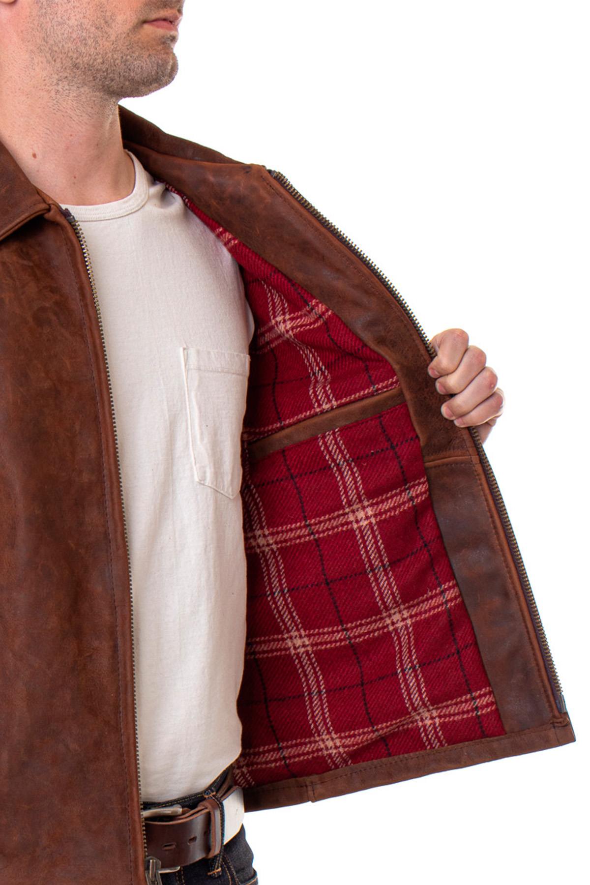 Brown oiled nubuck jacket, Made in USA - Image n°5