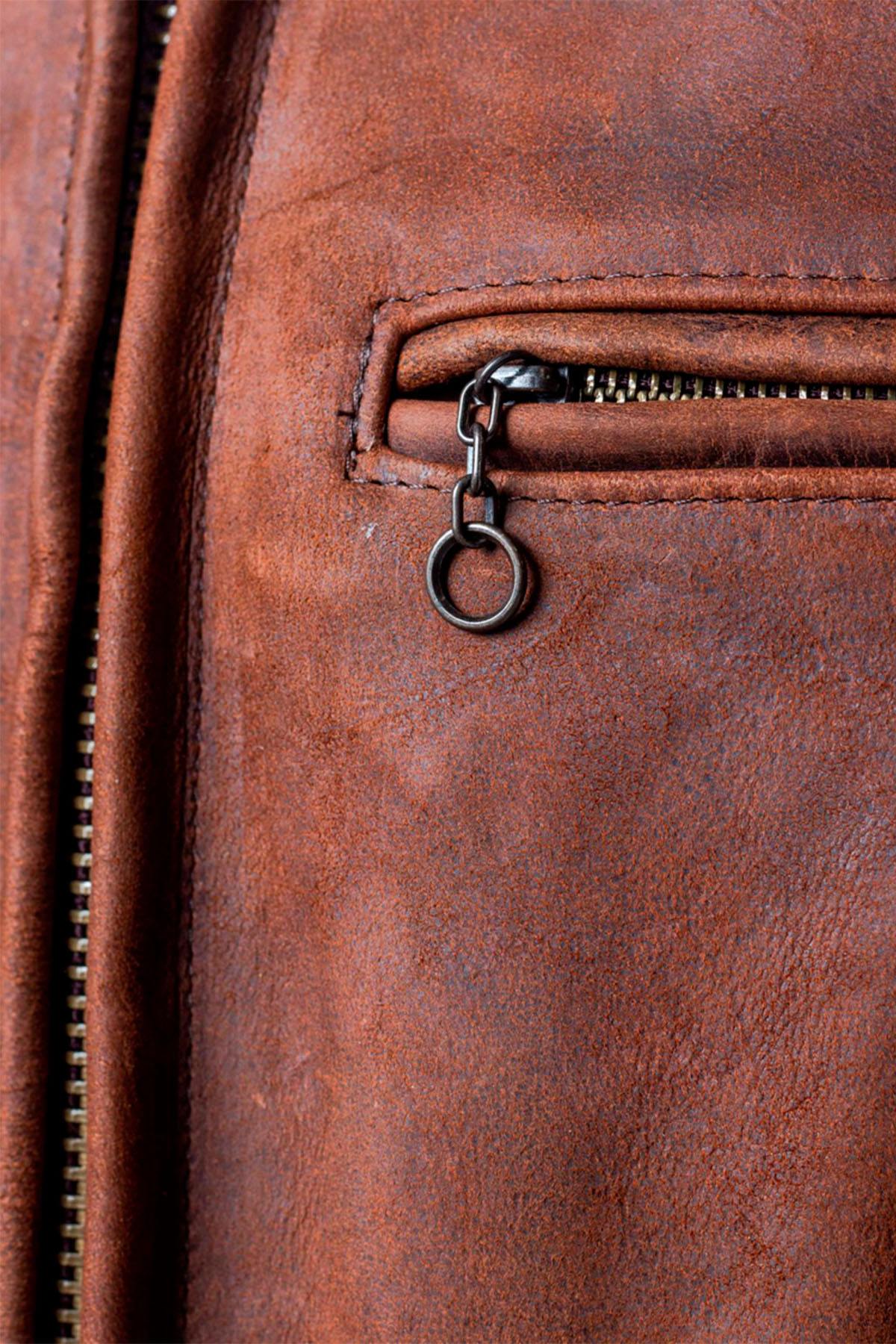 Brown oiled nubuck jacket, Made in USA - Image n°3