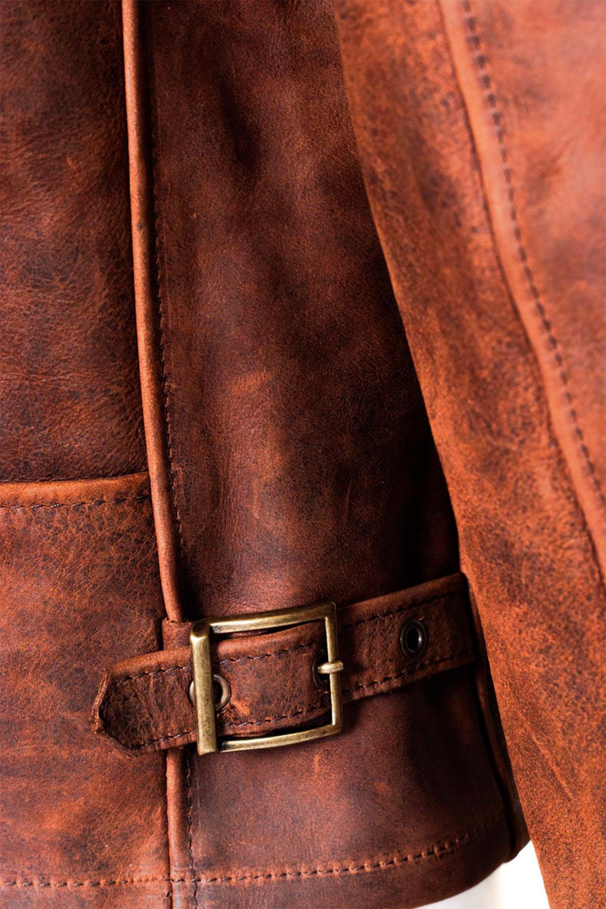 Brown oiled nubuck jacket, Made in USA - Image n°4