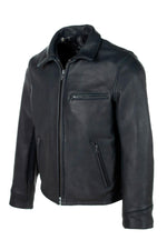 Black cowhide leather shirt-collar jacket, Made in USA - Image n°5