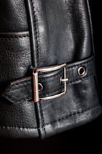 Black cowhide leather shirt-collar jacket, Made in USA - Image n°4