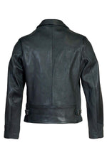 Black cowhide leather shirt-collar jacket, Made in USA - Image n°9