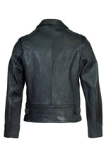 Black cowhide leather shirt-collar jacket, Made in USA - Image n°3