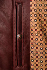 Wine red cowhide leather cafe racer jacket, Made in USA - Image n°8