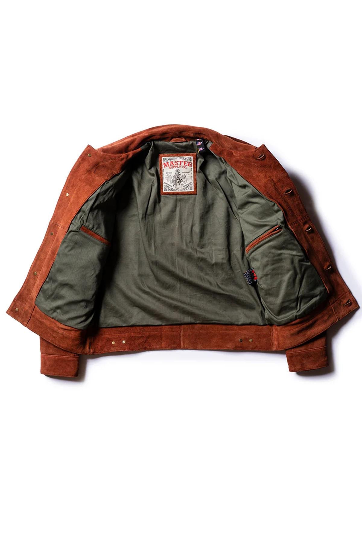 Copper roughout cowhide trucker jacket, Western-inspired and modern. - Image n°5