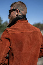 Copper-colored suede leather work jacket - Image n°2