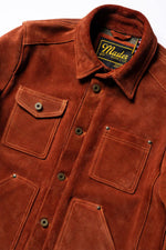 Copper-colored suede leather work jacket - Image n°3
